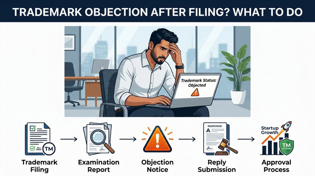Trademark objection after filing infographic for startups